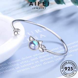 AIFEI JEWELRY เงิน แฟชั่น 925 แท้ Silver เครื่องประดับ ผู้หญิง มูนสโตน เกาหลี ผู้หญิง เครื่องประดับ กำไล แมวหวาน ต้นฉบับ กำไลข้อมือ B182