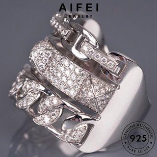 Aifei JEWELRY แหวนเงิน 925 ประดับเพชร สามชั้น สําหรับผู้หญิง R2579