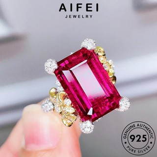 Aifei JEWELRY แหวนเพชรคริสตัล สีชมพู เงิน 925 สําหรับผู้หญิง R2596