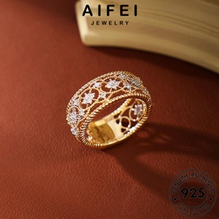 Aifei JEWELRY แหวนเพชรโมอิส แบบกลวง สีเงิน 925 R2598 สําหรับผู้หญิง