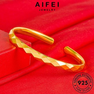 AIFEI JEWELRY แท้ ทอง เกาหลี ต้นฉบับ Silver ผู้หญิง กำไลข้อมือ กำไล เครื่องประดับ ผู้หญิง แฟชั่น เหลี่ยมเพชรอารมณ์ 925 เงิน เครื่องประดับ B686