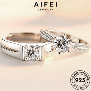 Aifei JEWELRY Moissanite แหวนเงิน 925 ประดับเพชร เครื่องประดับคู่รัก R1705