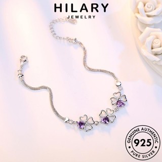 HILARY JEWELRY กำไลข้อมือ แฟชั่น เกาหลี ดอกไม้กลวง พลอยสีม่วง Silver ผู้หญิง กำไล ต้นฉบับ เครื่องประดับ เงิน ผู้หญิง แท้ 925 เครื่องประดับ B37