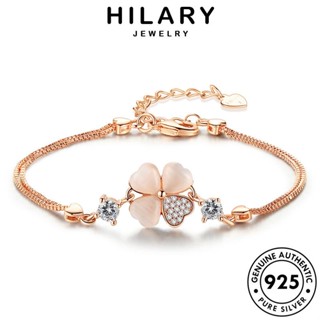 HILARY JEWELRY ผู้หญิง กำไลข้อมือ แฟชั่น กำไล เครื่องประดับ เงิน ต้นฉบับ เกาหลี Silver ผู้หญิง โกลด์ เครื่องประดับ 925 โคลเวอร์หวาน ไดมอนด์ แท้ มอยส์ซาไนท์ B40