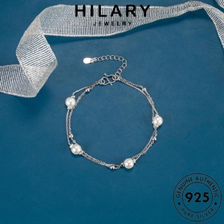 HILARY JEWELRY เครื่องประดับ ผู้หญิง แท้ ต้นฉบับ กำไลข้อมือ เครื่องประดับ Silver ไข่มุก ผู้หญิง เกาหลี แฟชั่น 925 กำไล สองชั้นที่เรียบง่าย เงิน B117