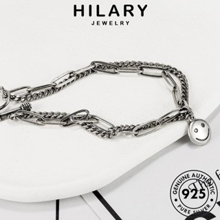 HILARY JEWELRY เกาหลี กำไล 925 เครื่องประดับ ผู้หญิง แท้ แฟชั่น กำไลข้อมือ ผู้หญิง เรโทรโมเสคหน้ายิ้ม ต้นฉบับ เครื่องประดับ Silver เงิน B207