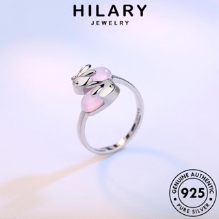 HILARY JEWELRY กระต่ายน่ารัก ผู้หญิง คริสตัลเพชรสีชมพู เครื่องประดับ เงิน เกาหลี แฟชั่น แท้ 925 แหวน เครื่องประดับ Silver ต้นฉบับ R1