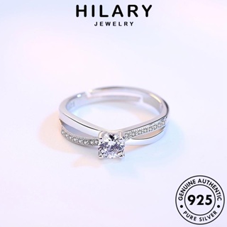 HILARY JEWELRY ข้ามแฟชั่น 925 มอยส์ซาไนท์ไดมอนด์ ต้นฉบับ Silver แฟชั่น เกาหลี เงิน ผู้หญิง แท้ เครื่องประดับ เครื่องประดับ แหวน R3