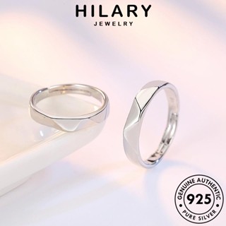 HILARY JEWELRY เงิน เกาหลี แหวน เครื่องประดับ คู่รัก แท้ เครื่องประดับ ต้นฉบับ Silver 925 รูปสี่เหลี่ยมขนมเปียกปูนอารมณ์ แฟชั่น R50