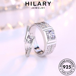 HILARY JEWELRY เกาหลี มอยส์ซาไนท์ไดมอนด์ เครื่องประดับ แฟชั่น คู่รัก ต้นฉบับ 925 เงิน แท้ ว่านเหวินธรรมดา เครื่องประดับ Silver แหวน R63