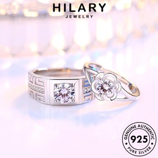 HILARY JEWELRY เกาหลี เครื่องประดับ Silver แหวน ต้นฉบับ 925 แฟชั่น พลัมคลาสสิก เงิน คู่รัก มอยส์ซาไนท์ไดมอนด์ เครื่องประดับ แท้ R73