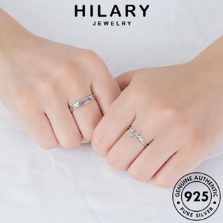 HILARY JEWELRY เครื่องประดับ แฟชั่น อิเล็กโทรแกรมความรักที่เรียบง่าย เงิน ต้นฉบับ แท้ 925 เครื่องประดับ คู่รัก เกาหลี Silver แหวน R84