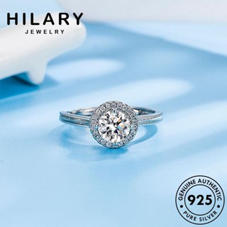 HILARY JEWELRY เกาหลี แหวน มอยส์ซาไนท์ไดมอนด์ แท้ Silver รอบสี่กรงเล็บ แฟชั่น 925 เงิน ผู้หญิง ต้นฉบับ เครื่องประดับ เครื่องประดับ R141