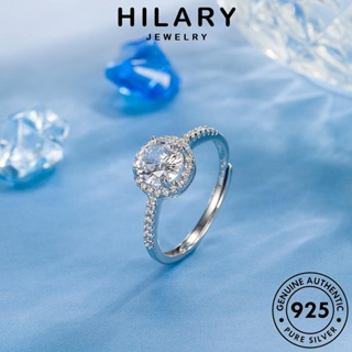 HILARY JEWELRY 925 ต้นฉบับ เงิน ผู้หญิง เครื่องประดับ Silver เกาหลี แฟชั่น รอบเพชรเต็ม มอยส์ซาไนท์ไดมอนด์ เครื่องประดับ แหวน แท้ R143