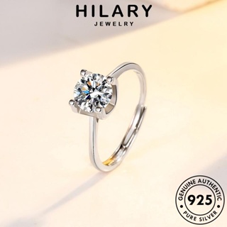 HILARY JEWELRY แฟชั่น แท้ 925 เงิน Silver ต้นฉบับ เครื่องประดับ แหวน กรงเล็บทั้งสี่กลวง มอยส์ซาไนท์ไดมอนด์ เกาหลี ผู้หญิง เครื่องประดับ R126