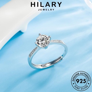 HILARY JEWELRY เงิน มอยส์ซาไนท์ไดมอนด์ ต้นฉบับ Silver เครื่องประดับ แหวน สี่กรงเล็บที่เรียบง่าย เครื่องประดับ แท้ แฟชั่น 925 ผู้หญิง เกาหลี R131