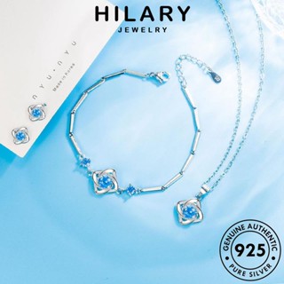 HILARY JEWELRY 925 สร้อยคอ เงิน เครื่องประดับ แท้ แฟชั่น Silver ลัคกี้โคลเวอร์ ผู้หญิง เกาหลี จี้ ไพลิน ต้นฉบับ เครื่องประดับ S12