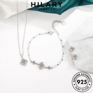 HILARY JEWELRY สร้อยคอ ไพลิน โคลเวอร์มีความสุข เครื่องประดับ 925 Silver แฟชั่น เครื่องประดับ ผู้หญิง ต้นฉบับ จี้ เกาหลี เงิน แท้ S14