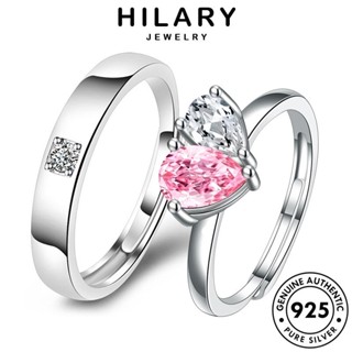 HILARY JEWELRY ต้นฉบับ เครื่องประดับ เกาหลี 925 คู่รัก แหวน เครื่องประดับ คริสตัลเพชรสีชมพู Silver แท้ แฟชั่น บุคลิกภาพรูปหัวใจ เงิน R311