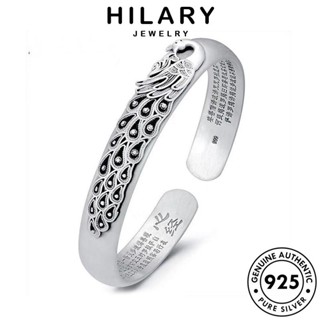 HILARY JEWELRY ผู้หญิง กำไลข้อมือ เกาหลี แฟชั่น 925 กำไล ต้นฉบับ เครื่องประดับ นกยูงแกะสลัก Silver แท้ ผู้หญิง เครื่องประดับ เงิน B236