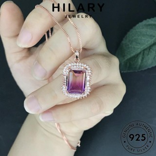 HILARY JEWELRY 925 เงิน ผู้หญิง อเมทิสต์โกลด์ แฟชั่น Silver ต้นฉบับ เครื่องประดับ จี้ แท้ แฟชั่น สร้อยคอ เกาหลี เครื่องประดับ S65