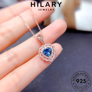 HILARY JEWELRY เครื่องประดับ แฟชั่น เงิน เครื่องประดับ เกาหลี สร้อยคอ ต้นฉบับ แท้ จี้ รักแฟชั่น 925 ผู้หญิง Silver ไพลิน S95