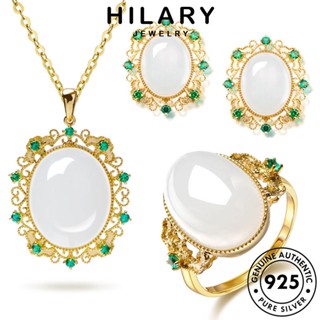 HILARY JEWELRY ทรงไข่วินเทจ เครื่องประดับ ผู้หญิง Silver ต้นฉบับ เกาหลี เครื่องประดับ แท้ เงิน 925 จี้ หยก แฟชั่น สร้อยคอ S25