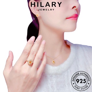 HILARY JEWELRY เครื่องประดับ จี้ ซิทริน Silver โชคดี แท้ เกาหลี เงิน ผู้หญิง 925 สร้อยคอ ต้นฉบับ แฟชั่น เครื่องประดับ S108