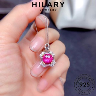 HILARY JEWELRY ผู้หญิง คริสตัลเพชรสีชมพู เงิน อารมณ์ แฟชั่น เกาหลี 925 เครื่องประดับ เครื่องประดับ แท้ ต้นฉบับ จี้ สร้อยคอ Silver S113