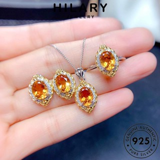 HILARY JEWELRY ซิทริน เครื่องประดับ แท้ จี้ เงิน เกาหลี ต้นฉบับ ผู้หญิง แฟชั่น สร้อยคอ แฟชั่น 925 เครื่องประดับ Silver S115