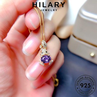 HILARY JEWELRY Silver พลอยสีม่วง ผู้หญิง เครื่องประดับ สร้อยคอ กระต่ายน่ารัก ต้นฉบับ 925 จี้ เงิน เครื่องประดับ แท้ แฟชั่น เกาหลี S136