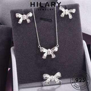 HILARY JEWELRY แฟชั่น เครื่องประดับ Silver เงิน เครื่องประดับ เกาหลี 925 จี้ แท้ โบว์สร้างสรรค์ สร้อยคอ มอยส์ซาไนท์ไดมอนด์ ต้นฉบับ ผู้หญิง S161