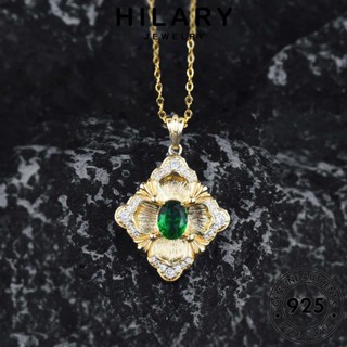 HILARY JEWELRY เงิน 925 สร้อยคอ เกาหลี Silver ต้นฉบับ มรกต เครื่องประดับ จัตุรัสย้อนยุค แท้ เครื่องประดับ ผู้หญิง แฟชั่น จี้ S214