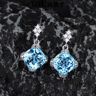 HILARY JEWELRY สี่เหลี่ยม เงิน ต้นฉบับ อความารีน เครื่องประดับ สร้อยคอ 925 เกาหลี แท้ Silver เครื่องประดับ แฟชั่น จี้ ผู้หญิง S204