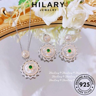 HILARY JEWELRY มรกต เครื่องประดับ ผู้หญิง Silver เงิน เครื่องประดับ สร้อยคอ ดอกไม้ย้อนยุค ต้นฉบับ จี้ เกาหลี 925 แฟชั่น แท้ S257