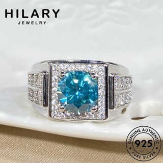 HILARY JEWELRY ผู้ชาย เกาหลี แฟชั่น อความารีน เครื่องประดับ เงิน Silver แหวน แท้ หัวใจและลูกศรครอบงำ 925 ต้นฉบับ เครื่องประดับ R31