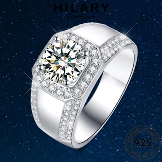 HILARY JEWELRY แฟชั่น 925 แหวน ครอบงำ ต้นฉบับ เงิน Silver เกาหลี แท้ มอยส์ซาไนท์ไดมอนด์ เครื่องประดับ เครื่องประดับ ผู้ชาย R113