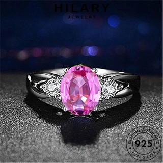 HILARY JEWELRY แท้ แหวน เครื่องประดับ เกาหลี ผู้หญิง Silver 925 คริสตัลเพชรสีชมพู เครื่องประดับ ต้นฉบับ แฟชั่น เงิน วงรีน่ารัก R122