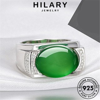 HILARY JEWELRY ผู้ชาย แท้ แหวน วงรีวินเทจ แฟชั่น ต้นฉบับ เกาหลี เครื่องประดับ เครื่องประดับ เงิน หยก Silver 925 R142