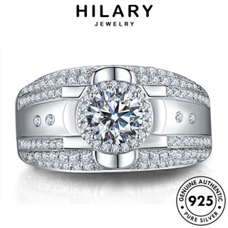 HILARY JEWELRY Silver เครื่องประดับ เรียบง่าย 925 แหวน แฟชั่น แท้ เงิน ต้นฉบับ เกาหลี ผู้ชาย เครื่องประดับ มอยส์ซาไนท์ไดมอนด์ R187