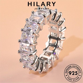 HILARY JEWELRY เกาหลี แท้ เงิน ผู้หญิง แหวน Silver ต้นฉบับ เครื่องประดับ แฟชั่น มอยส์ซาไนท์ไดมอนด์ สี่เหลี่ยมสร้างสรรค์ 925 เครื่องประดับ R199