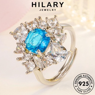 HILARY JEWELRY แฟชั่น ผู้หญิง แท้ Silver เงิน ตาม้าหรู อความารีน แหวน เกาหลี เครื่องประดับ ต้นฉบับ เครื่องประดับ 925 R240