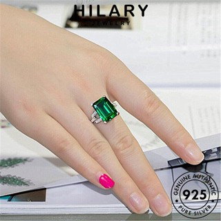 HILARY JEWELRY แหวน ต้นฉบับ Silver แท้ แฟชั่น ผู้หญิง เกาหลี จัตุรัสย้อนยุค เงิน มรกต 925 เครื่องประดับ เครื่องประดับ R246