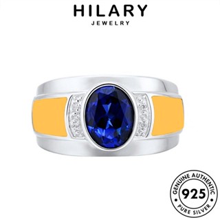 HILARY JEWELRY เครื่องประดับ ต้นฉบับ แฟชั่น วงรีง่ายๆ 925 เครื่องประดับ แท้ แหวน เงิน ผู้หญิง เกาหลี Silver ไพลิน R281