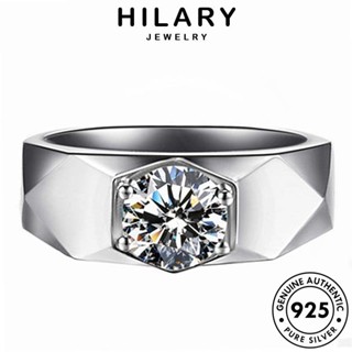 HILARY JEWELRY มอยส์ซาไนท์ไดมอนด์ แฟชั่น เครื่องประดับ เงิน ผู้ชาย แหวน เครื่องประดับ คลาสสิก แท้ Silver 925 ต้นฉบับ เกาหลี R328