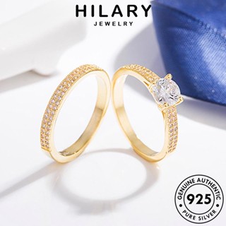 HILARY JEWELRY โกลด์ แท้ เกาหลี 925 คู่รัก ไดมอนด์ แฟชั่น ต้นฉบับ เครื่องประดับ เงิน เครื่องประดับ มอยส์ซาไนท์ Silver แฟชั่น แหวน R348