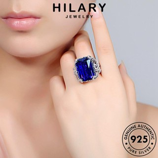 HILARY JEWELRY จัตุรัสครอบงำ ต้นฉบับ เกาหลี เครื่องประดับ ไพลิน แท้ เครื่องประดับ แฟชั่น เงิน ผู้หญิง Silver 925 แหวน R266