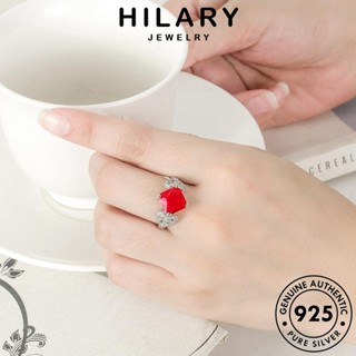 HILARY JEWELRY แฟชั่น 925 ผู้หญิง กลวงย้อนยุค เกาหลี ทับทิม แหวน เงิน เครื่องประดับ Silver เครื่องประดับ ต้นฉบับ แท้ R474