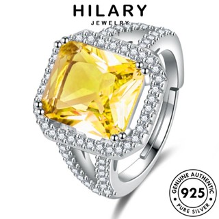 HILARY JEWELRY คริสตัลเพชรสีชมพู แท้ จัตุรัสหรูหรา 925 แหวน แฟชั่น เครื่องประดับ Silver เงิน เครื่องประดับ ผู้หญิง ต้นฉบับ เกาหลี R553