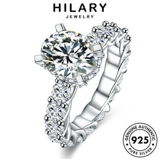 HILARY JEWELRY เครื่องประดับ เครื่องประดับ 925 Silver มอยส์ซาไนท์ไดมอนด์ สี่กรงเล็บคลาสสิก เงิน เกาหลี แท้ แหวน ต้นฉบับ แฟชั่น ผู้หญิง R819